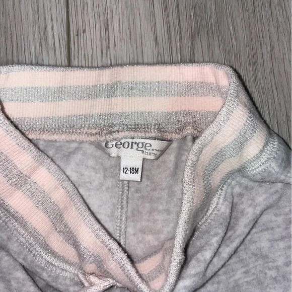 5/$15 George Light Gray and Pink Baby Fleece Sweat Pants - Picture 2 of 3